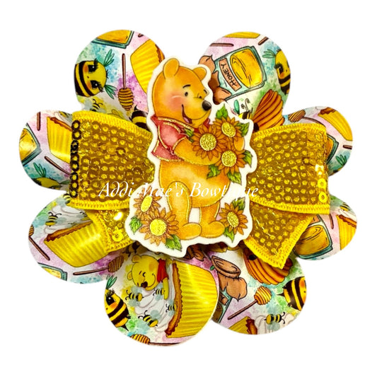 Yellow Bear Bees Ruffle Bow