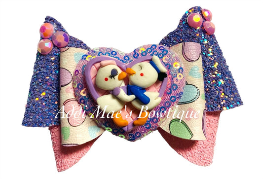 Kissing Ducks Hearts Valentines Day Love Bow