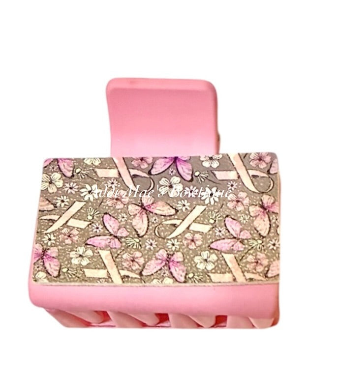Breast Cancer Awareness Butterflies Small Claw Clip