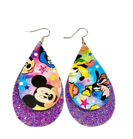 Mouse Friends Stacked Tear Drop Earring Set