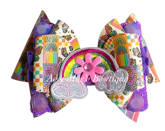 Rainbow Butterfly Patchwork Bow