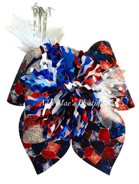 Patriotic Mosaic  Firecracker 4th of July Bow