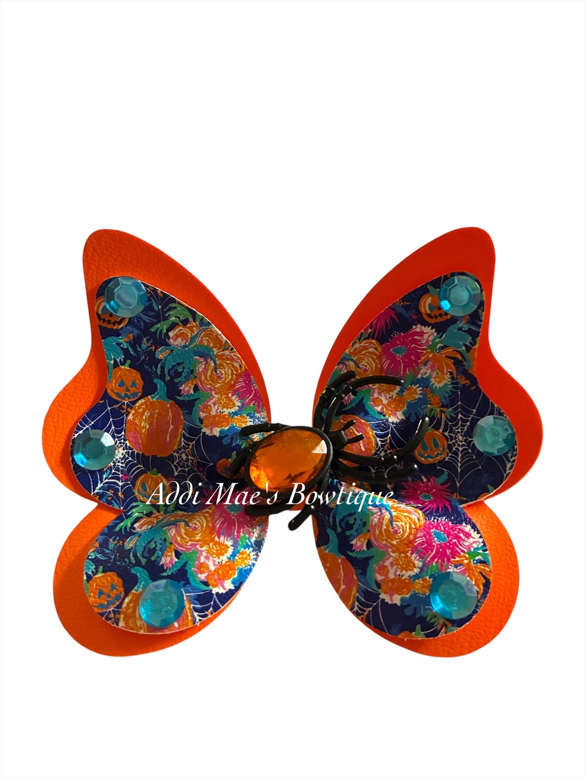 Bright Halloween Pumpkins Spider Butterfly Bow