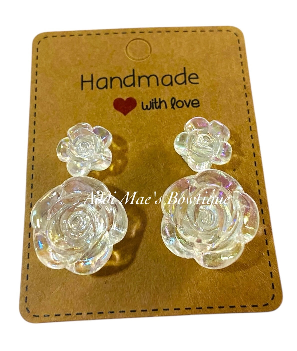 Clear Roses 8mm Earring Studs