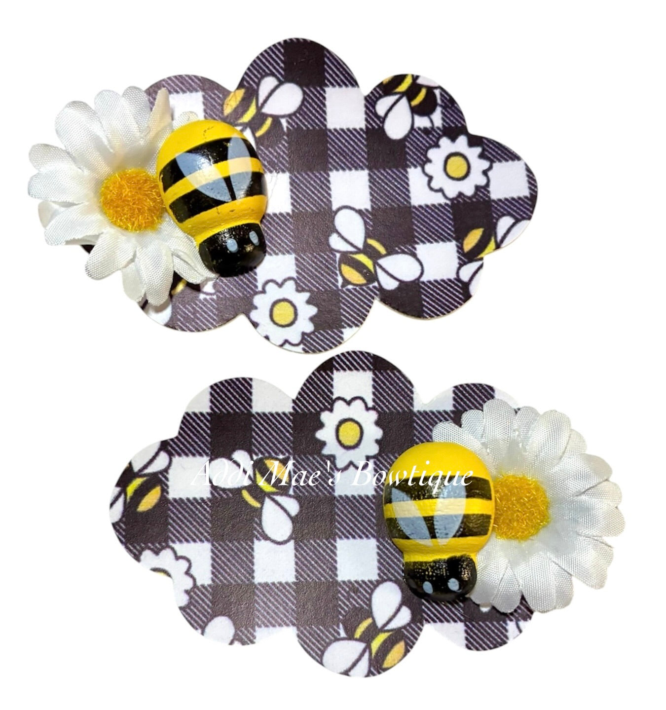 Daisies Plaid Bees Snap Clip Set