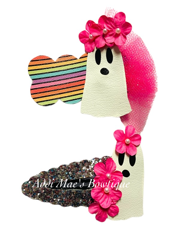 Floral Ghost Halloween Snap Clip Set