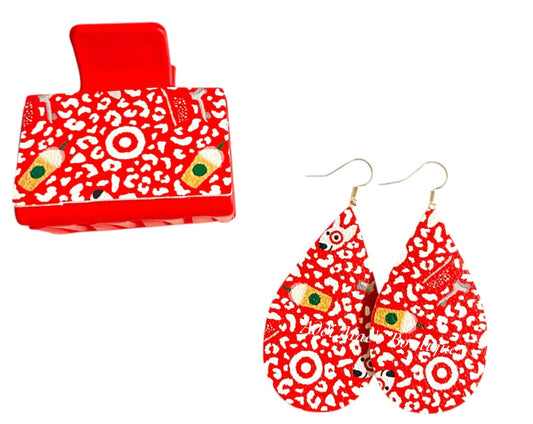 Favorite Store Cheetah Small Claw Clip & Earrings Set