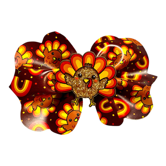 Turkey Thanksgiving Fall Bow