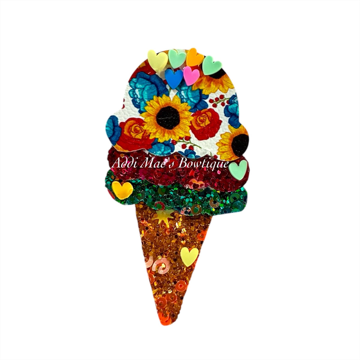 Fall Flowers Ice Cream  Cone Clip