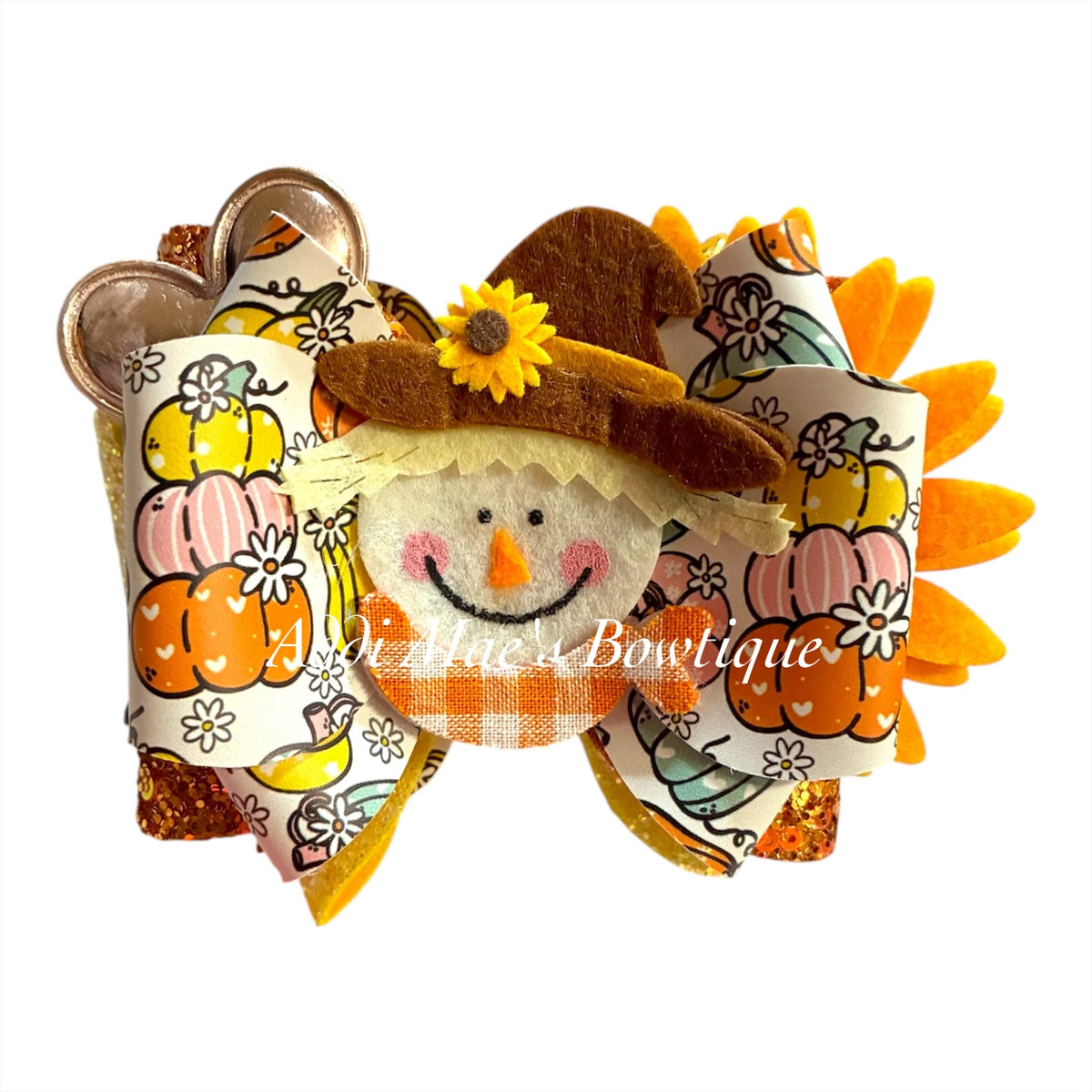 Scarecrow Pastel Pumpkins Bow