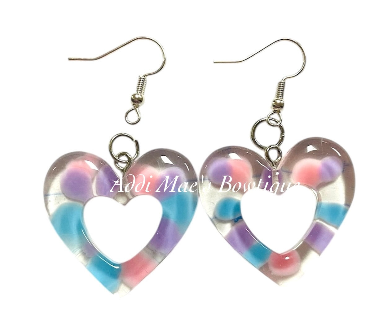Confetti Heart  Dangle Earrings