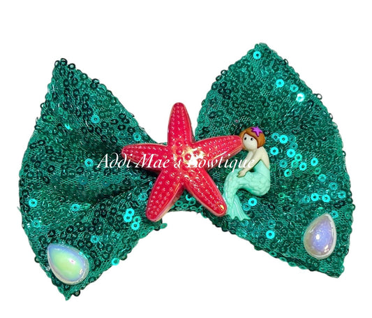 Mermaid Sea Star  Sequin Bow