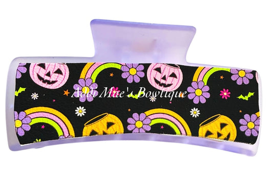Jack O Lantern Rainbows Halloween XL Claw Clip