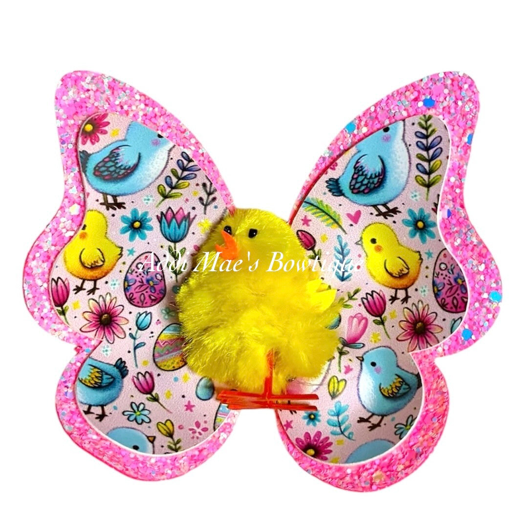 Spring Chicks Butterfly Bow