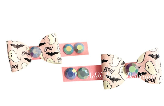 Boo! Ghosts Halloween Bows Mini Bow Alligator Clip Set