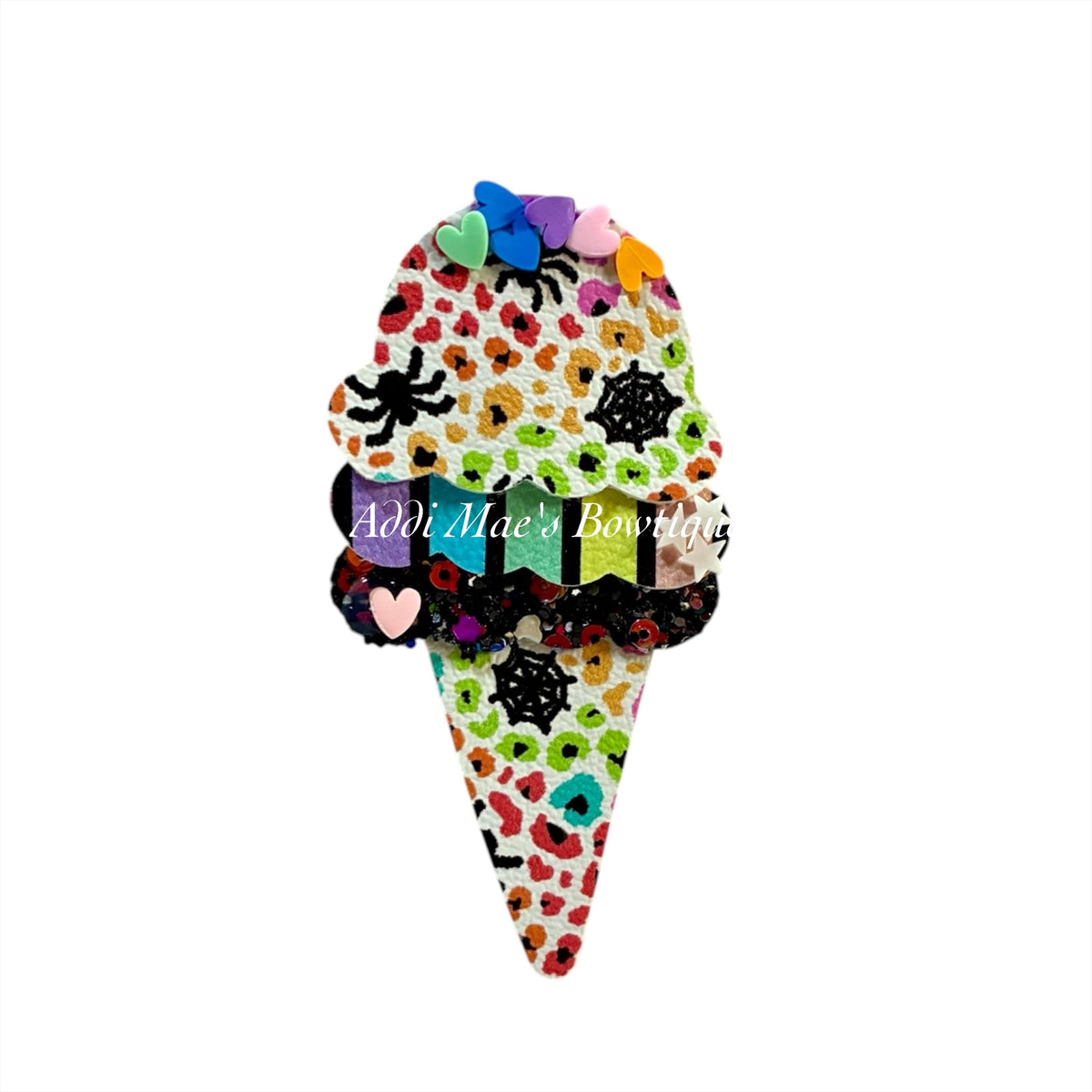 Neon Rainbow Spider Ice Cream  Cone Clip