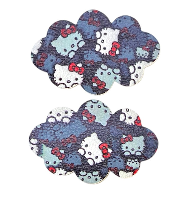 Black and Red Kitty Stripes Snap Clip Set