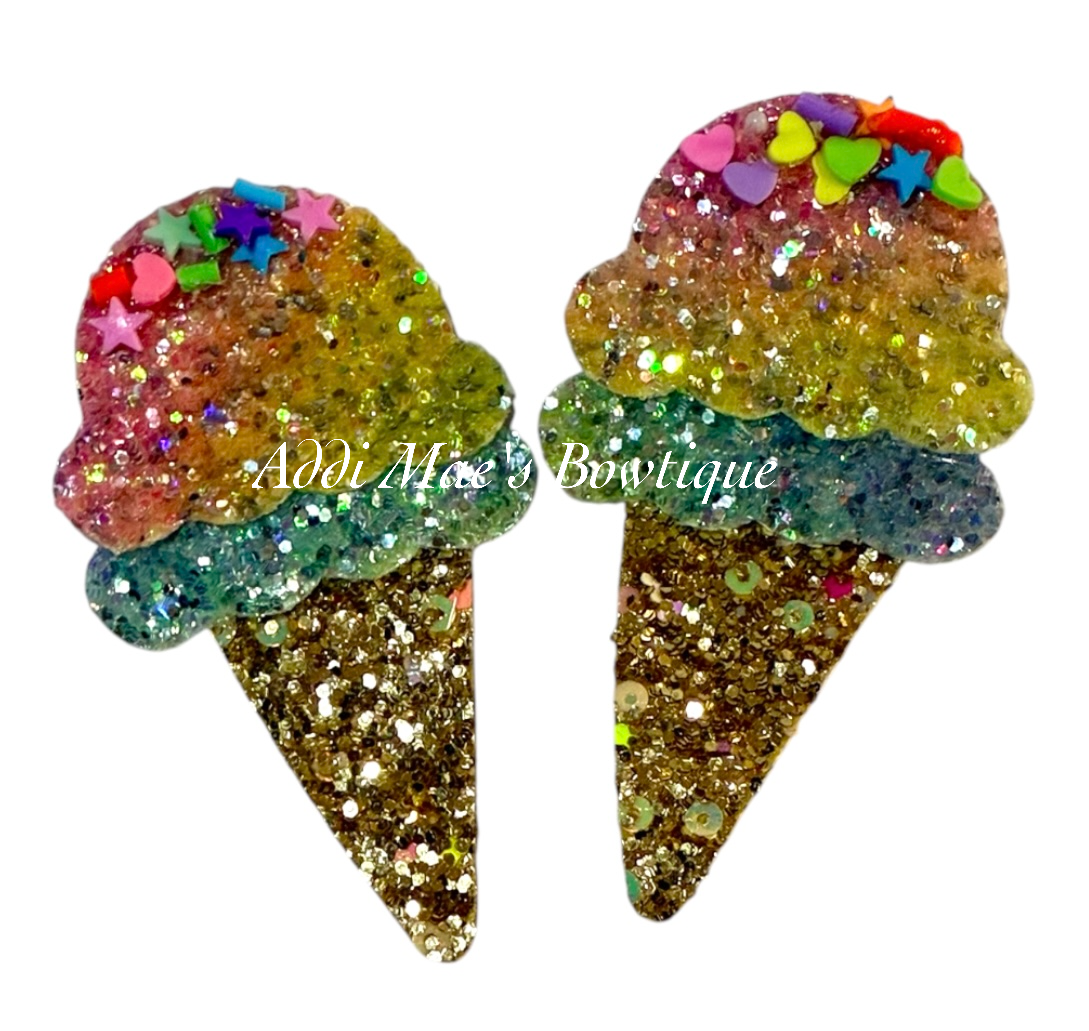 Glitter Ice Cream Clip Piggy Set
