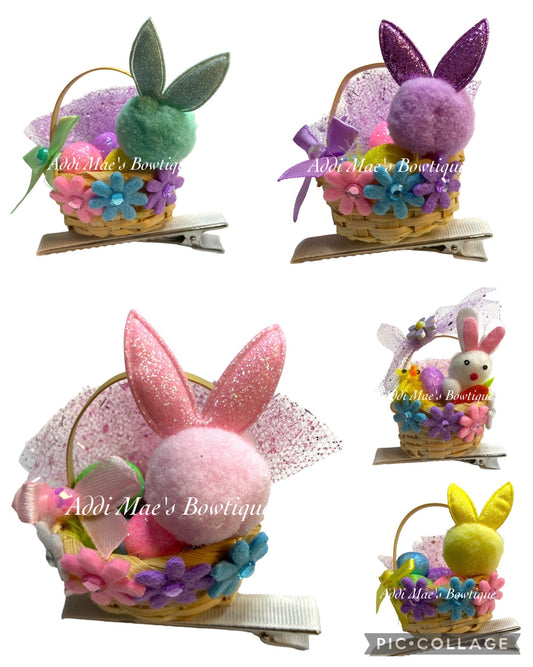 Spring Bunny Easter Eggs Basket  Clip