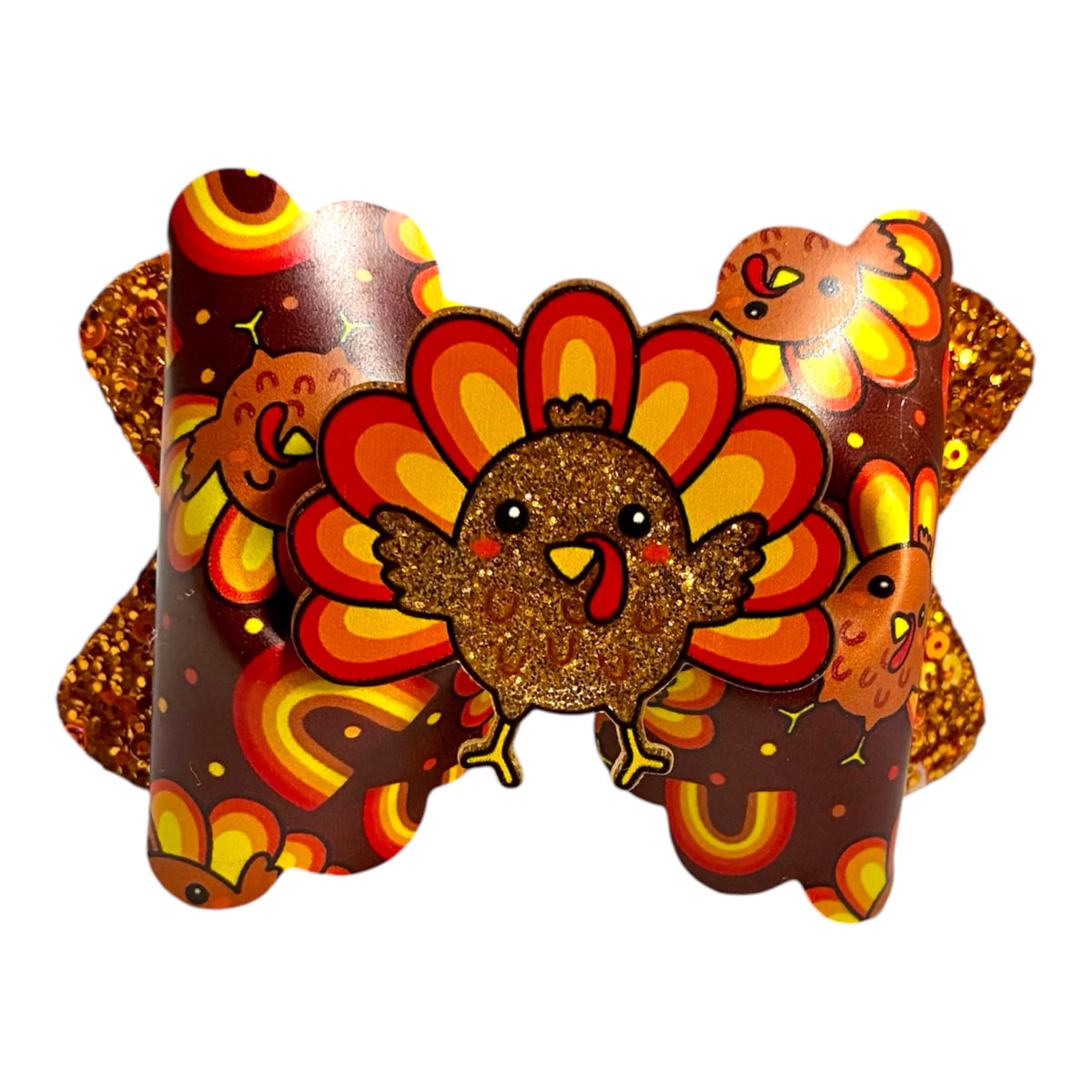 Turkey Thanksgiving Fall Bow