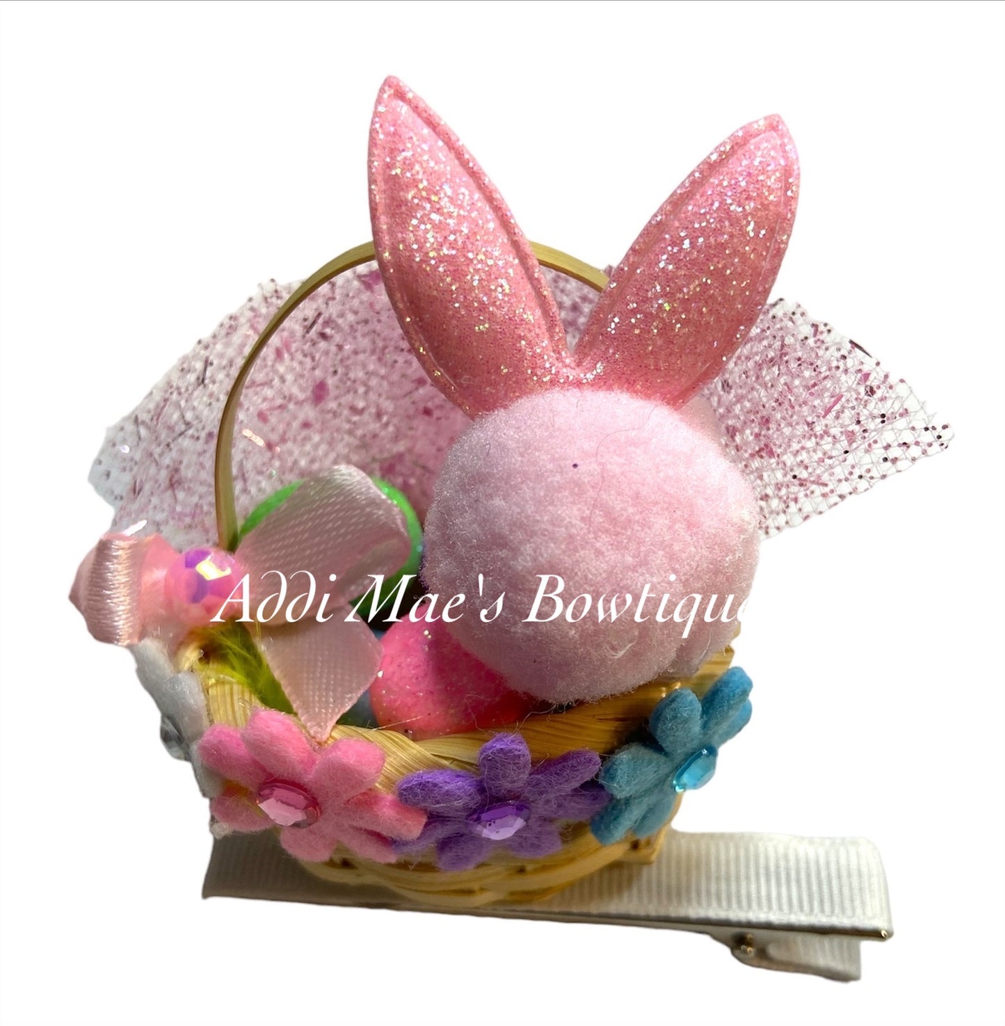Spring Bunny Easter Eggs Basket  Clip