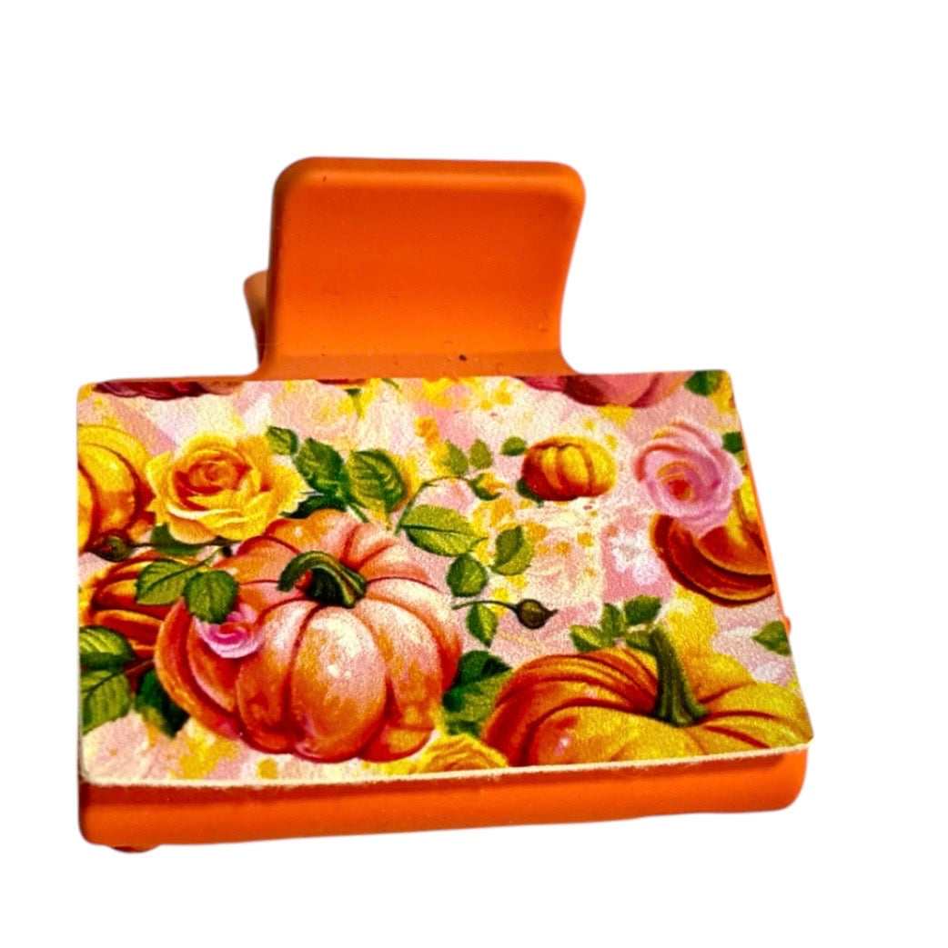 Pretty Pink Pumpkins Small Claw Clip