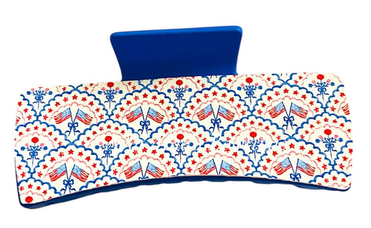 Red White Blue Scalloped Flag XL Claw Clip
