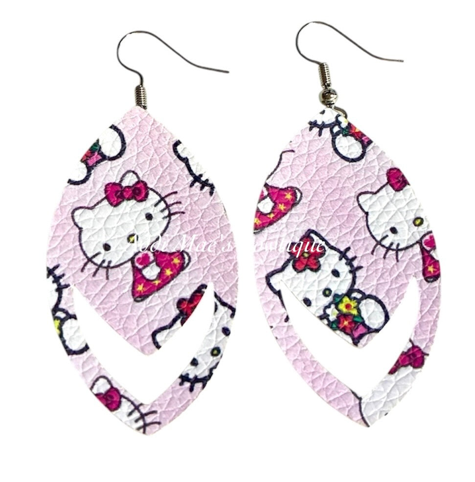 Pink Kitty Dangle Earrings