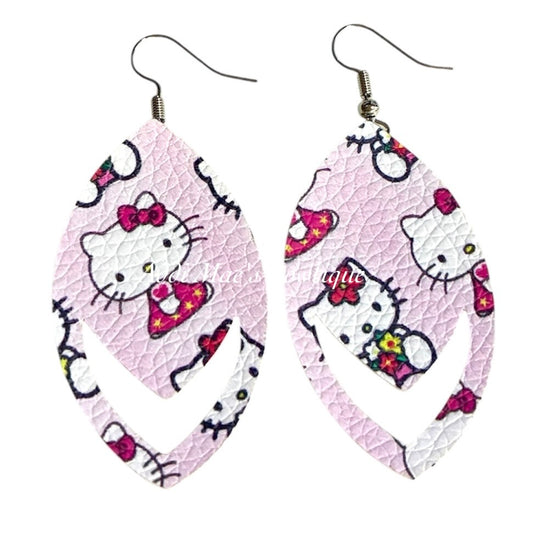 Pink Kitty Dangle Earrings