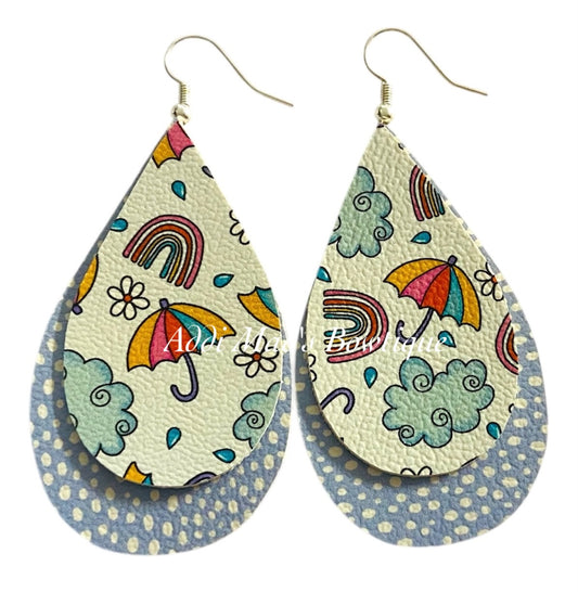 Rainy Day  Stacked Tear Drop Earrings