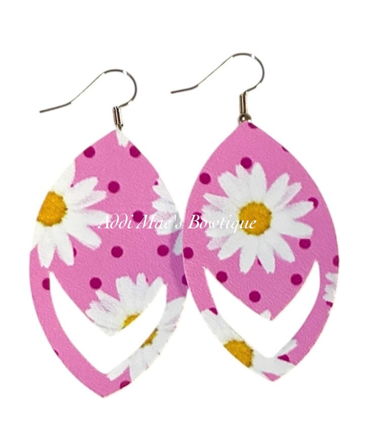 Pink Daisy Dangle Earrings