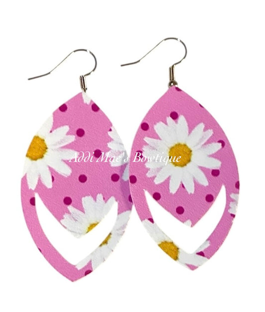 Pink Daisy Dangle Earrings