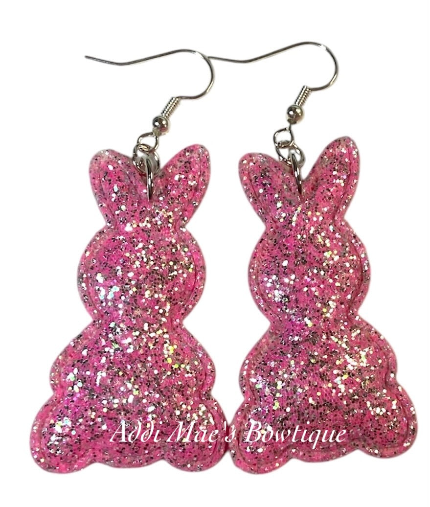 Glitter Bunnies Appliqué Dangle Earrings