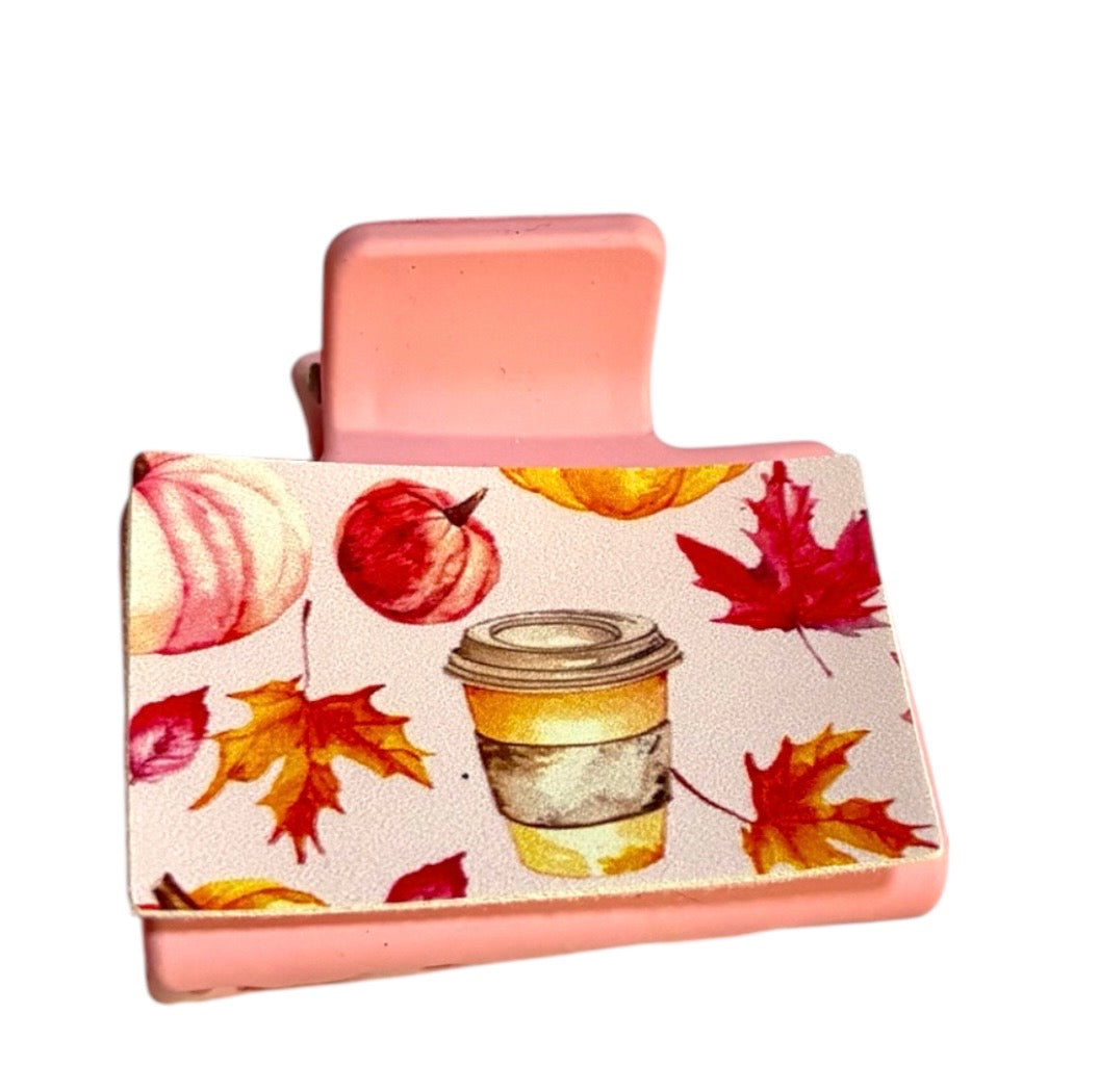 Pumpkins & Coffee Small Claw Clip