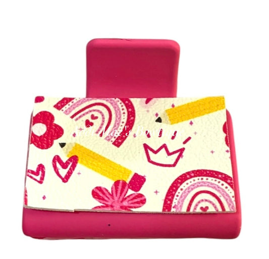 Pink School Rainbows Small Claw Clip