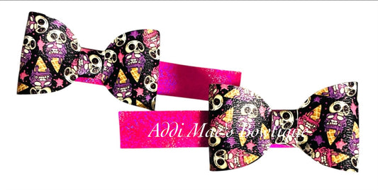 Ice Cream Skulls Mini Bow Alligator Clip Set