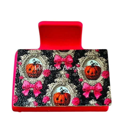 Framed Vintage Pumpkins 
Halloween Small Claw Clip