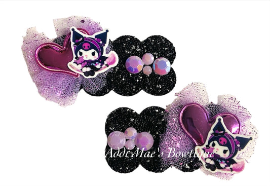 Dark Kitty Glitter Snap Clip Set