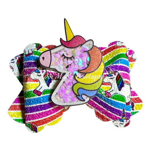 Rainbow Unicorn Glitter Bow