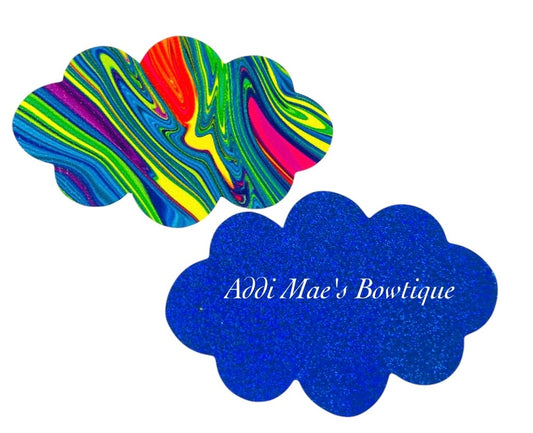 Blue Paint Oil Spill Glitter Snap Clip Set