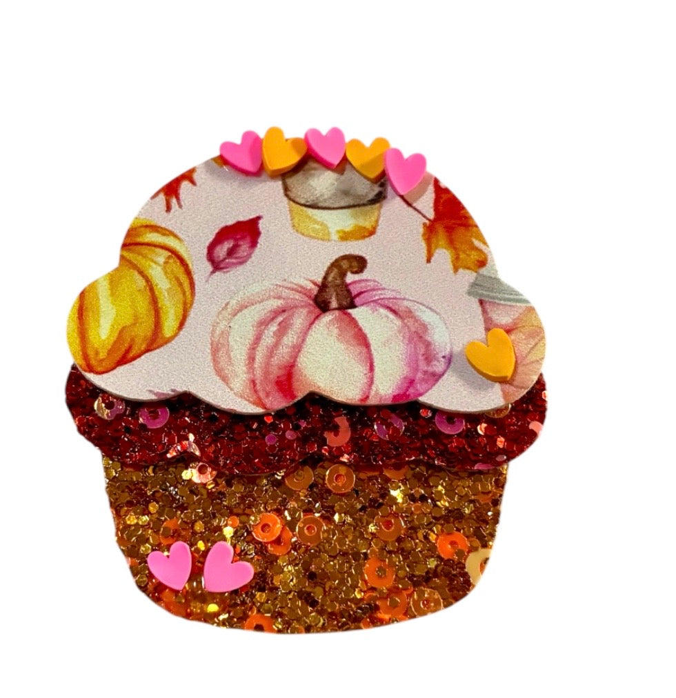 Pumpkins & Coffee Cupcake Clip