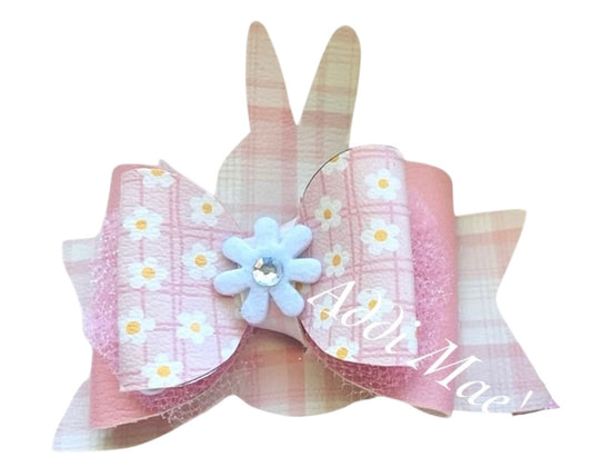 Pink Daisy Bunny  Bow