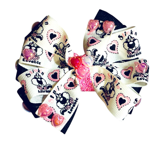 Lovable Skunk Ribbon Bow