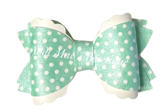 Light Green Polka Dots Bow