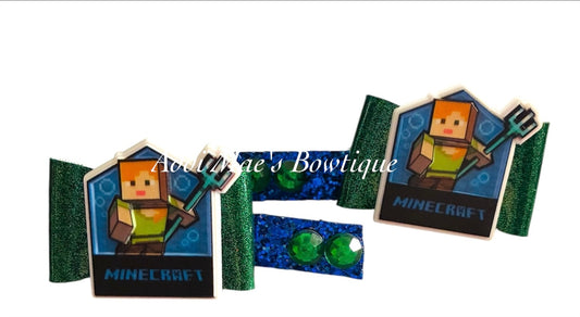 Mine Game Alex Mini Bow Alligator Clip Set