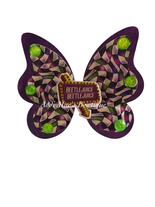 Beetle Green Hair Ghost Movie Bad Guy Halloween Butterfly Bow