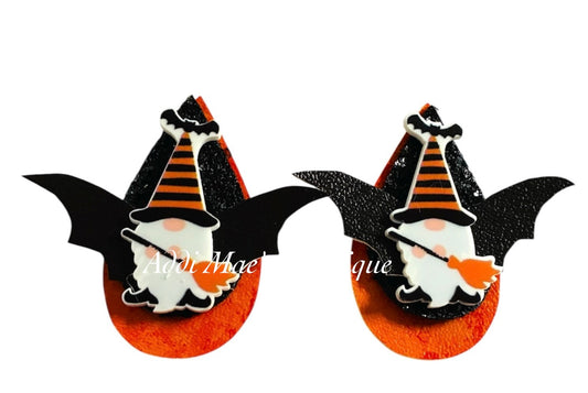 Batty Gnome  Halloween Stacked Tear Drop Dangle Earrings