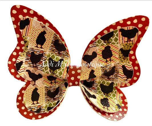 Fall Chickens Butterfly Bow