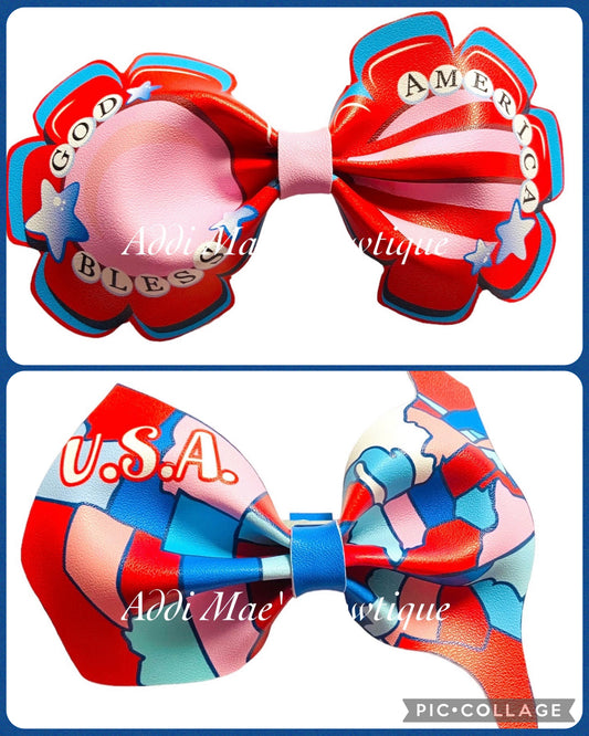 Fourth Of July Patriotic Mix Bow