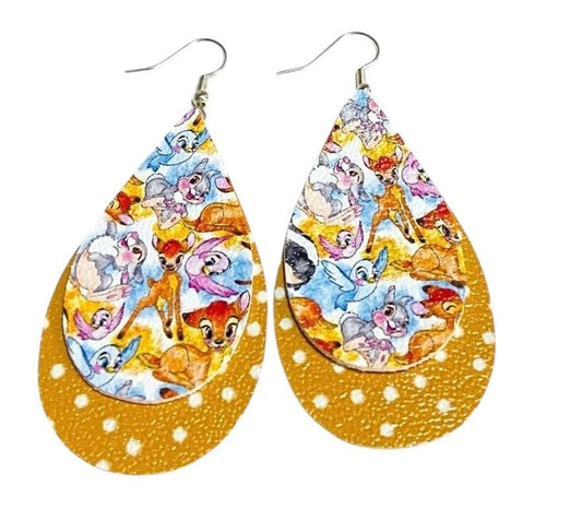 Cartoon Deer Stacked Tear Drop Earrings